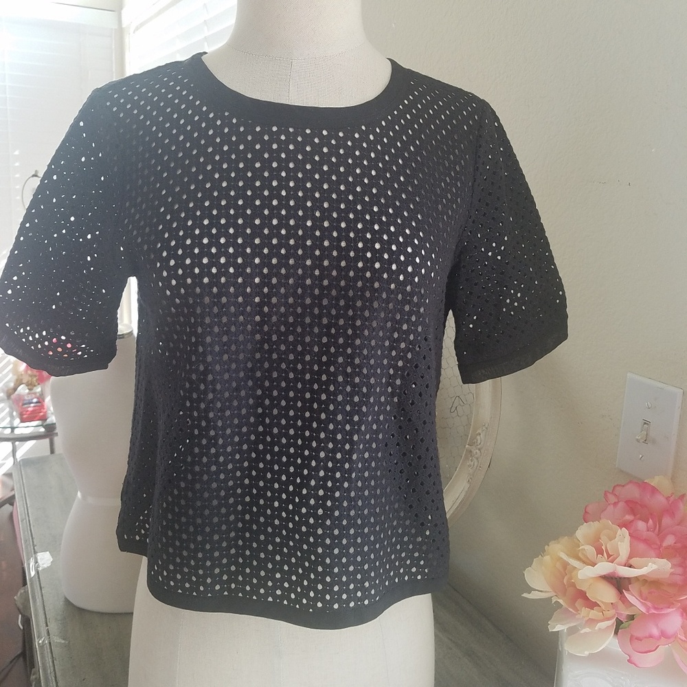 Banana Republic Black Mesh Top Size Small